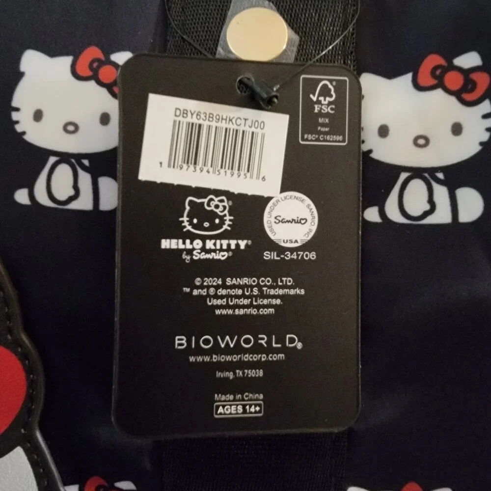 Hello Kitty Duffle Bag Sanrio Navy Weekender Travel Gym Overnight Bag New - Picture 6 of 10